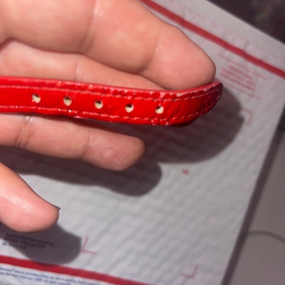 Louis Vuitton Jewelry Monogram Red Patent Leather Triple Loop Bracelet pre loved - Picture 6 of 13